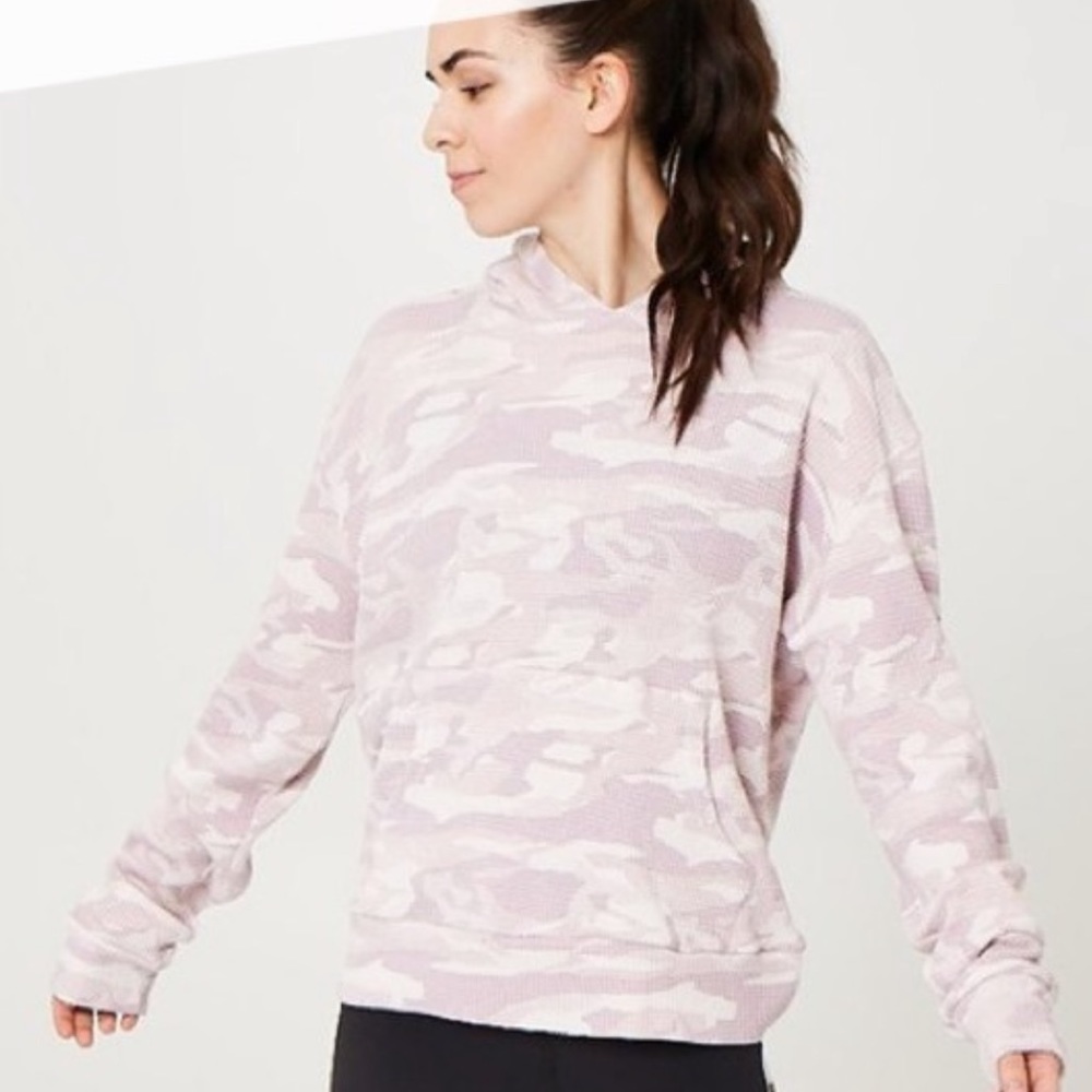 Monrow X SoulCycle pink camo waffle hoodie